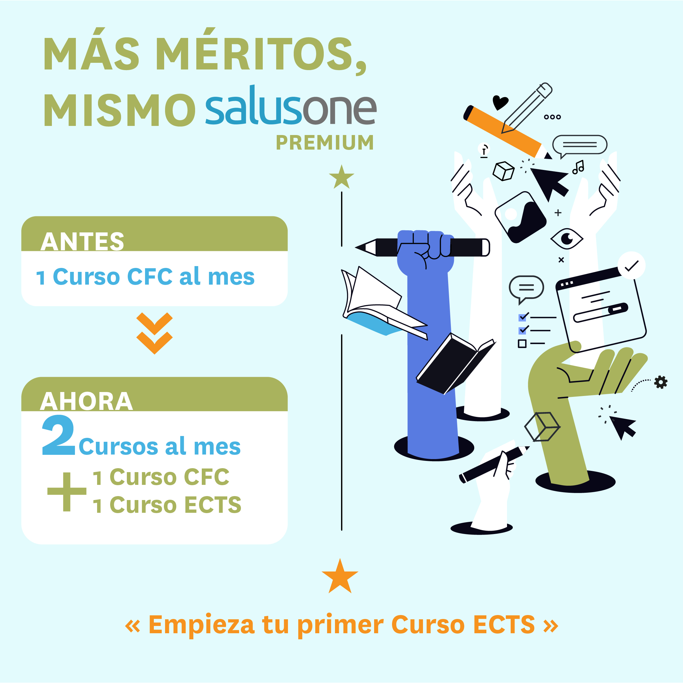 Detalle de ventajas y cursos con acreditación ECTS de SalusOne
